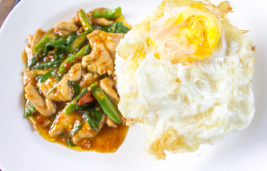 Basil Chicken Fried Rice and fried egg