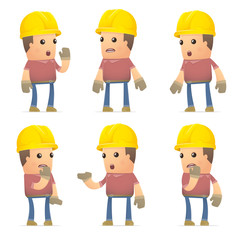 set of builder character in different poses