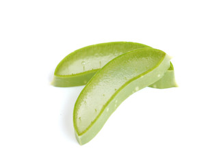 Fresh aloe vera leaves isolated on white