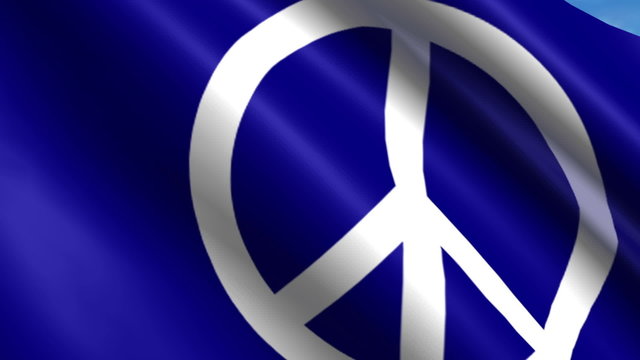 Looping Peace Sign Flag animation with sky background