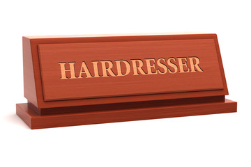 Hairdresser job title on nameplate