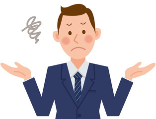 ビジネスマン　モヤモヤ　