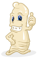 Cartoon mascot of a condom