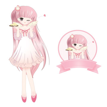 Cute Pink Girl (Anime style)