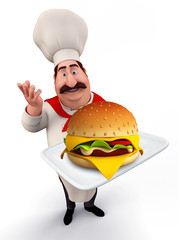 Young chef with burger