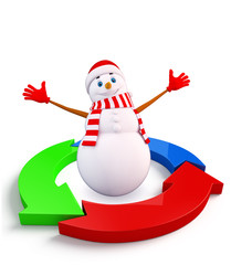 Snowman character with graph diagram