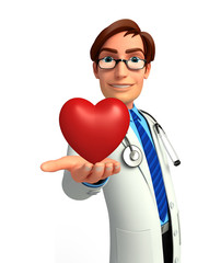 Young Doctor with red heart