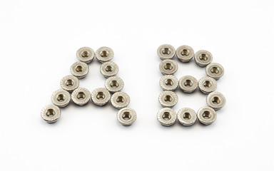 A and B Alphabet, Created by Stainless Steel Hex Flange Nuts