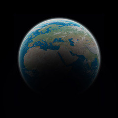 Blue planet earth in space