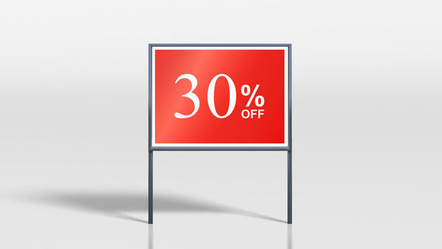 shop signage stands 30 percent off sign