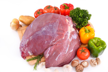 Raw meat ready to be cooked isolated on white ( beef )