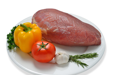 Raw meat ready to be cooked isolated on white ( beef )