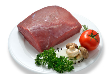 Raw meat ready to be cooked isolated on white ( beef )