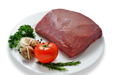 Raw meat ready to be cooked isolated on white ( beef )