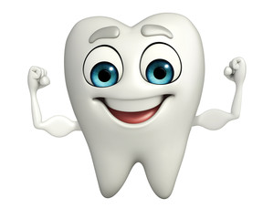 Teeth character with bodybuilding pose