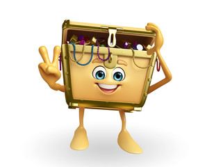 Treasure box character with victory pose