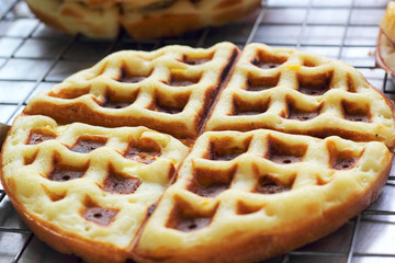 Sweet waffles in the market