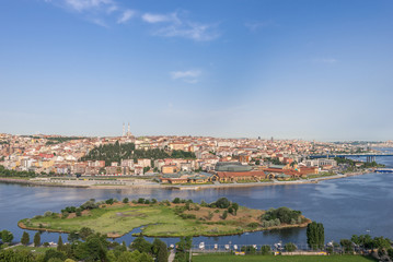 Panoramic view of Golden Horn inlet, Istanbul, Turkey.