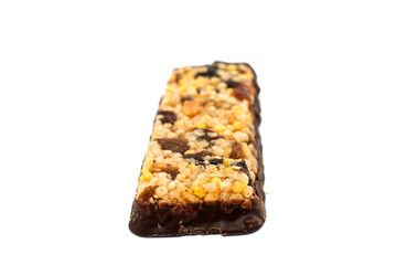 close up of chocolate with puffed rice bar