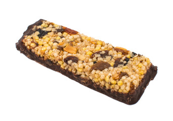 close up of chocolate with puffed rice bar