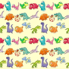 Fotobehang Group of funny dinosaurs with background. © ddraw