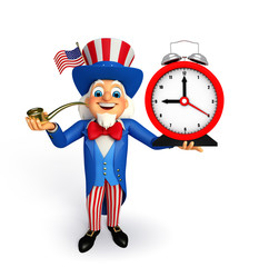 Uncle Sam with table clock