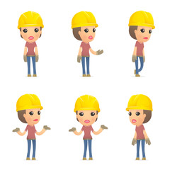 set builder girl of character in different poses