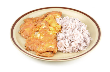 Rice omelette isolated on white background