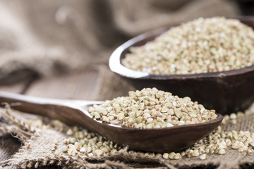 Buckwheat in a Wooden Spoon