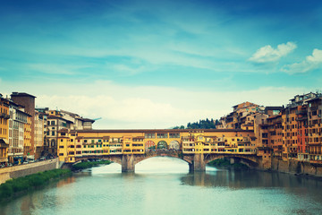 Obraz premium View of Gold (Ponte Vecchio) Bridge in Florence