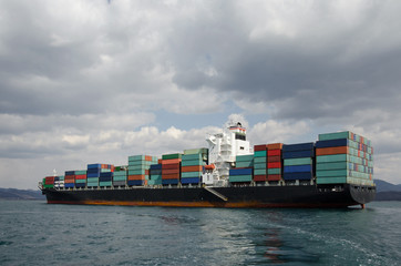 Container vessel on anchorage