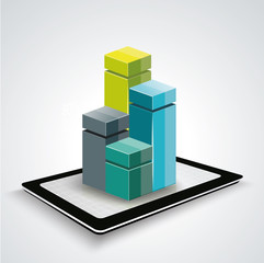 Minimal style infographic templat ewith Tablet PC.