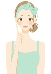 美容　スキンケアをする女性