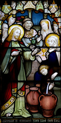 Wedding at Cana in stained glass