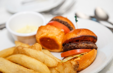 French Fries and Grilled Sliders
