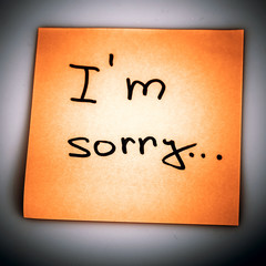 Sticky Note Message isolated on white - I am sorry