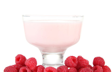 Delicious yogurt with berries isolated on white