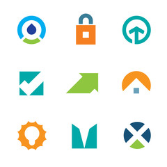Success arrow up green care energy business logo icon set