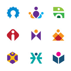 People creative tools innovation icon set construction logo