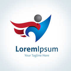 Super hero business man flying logo icon