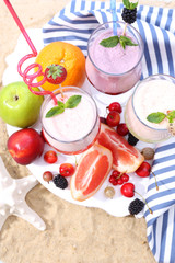 Delicious milkshakes, close-up