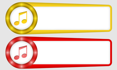 yellow and red frames for any text with music symbol