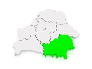 Map of Gomel region. Belarus.