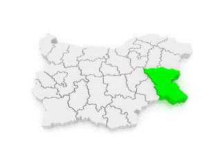 Map of Burgas Province. Bulgaria.