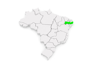 Map of Pernambuco. Brazil.