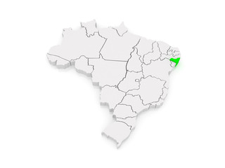 Fototapeta premium Map of Alagoas. Brazil.