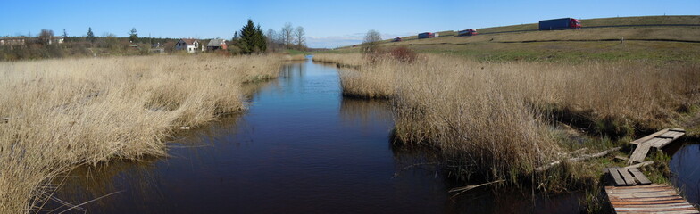 Wet place with reed beds