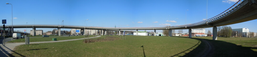 Obraz premium Panorama of an overpass (Riga, Latvia)