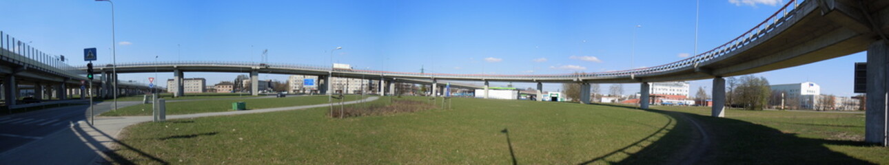Fototapeta premium Panorama of an overpass (Riga, Latvia)