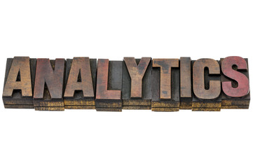 analytics word in wood type